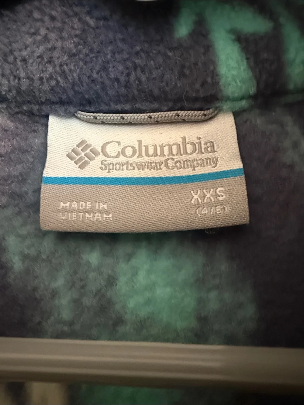 Columbia Navy Floral Fleece Jacket with Teal and Orange Accents
